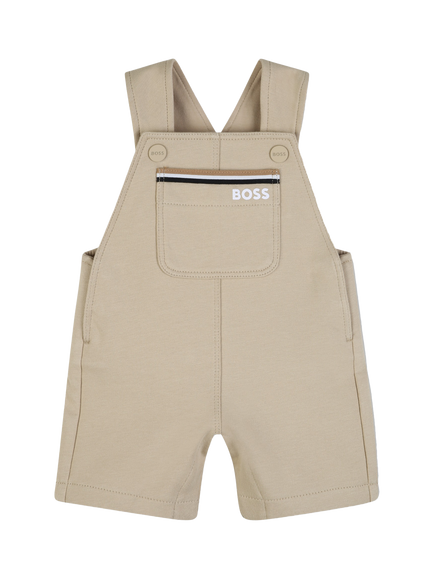 BOSS Baby Short Dungarees, Stone, Stone