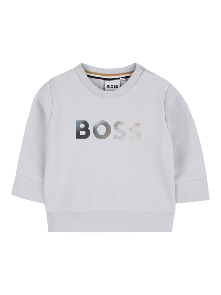 BOSS Baby Cotton Blend Logo Print Sweatshirt, Pale Blue, Pale Blue