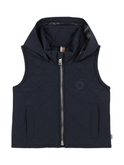 HUGO BOSS Baby Quilted Hooded Gilet, Navy, Navy
