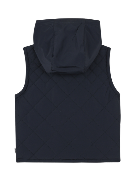 BOSS Baby Quilted Hooded Gilet, Navy - view 2, Navy