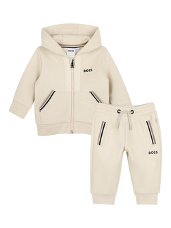 BOSS Baby Logo Stripe Tracksuit Set, Sand, Sand