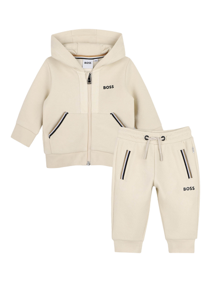 BOSS Baby Logo Stripe Tracksuit Set, Sand, Sand