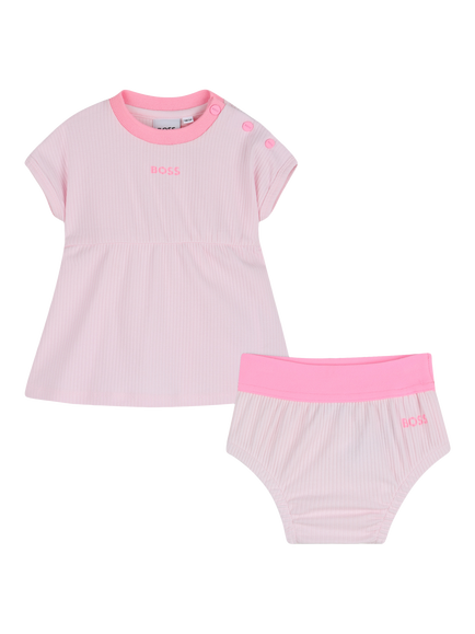 HUGO BOSS Baby Short Sleeve Dress Set, Festival Bloom, Festival Bloom