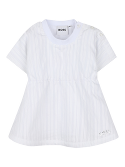 HUGO BOSS Kids' Short Sleeve Seersucker Dress Set, White, White