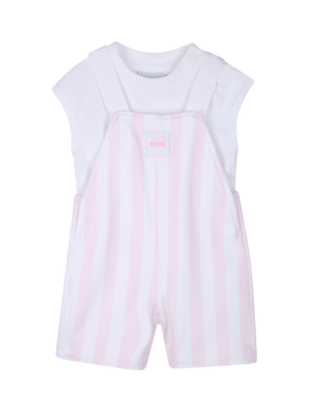 HUGO BOSS Baby T-Shirt and Short Dungarees Set, Festival Bloom, Festival Bloom