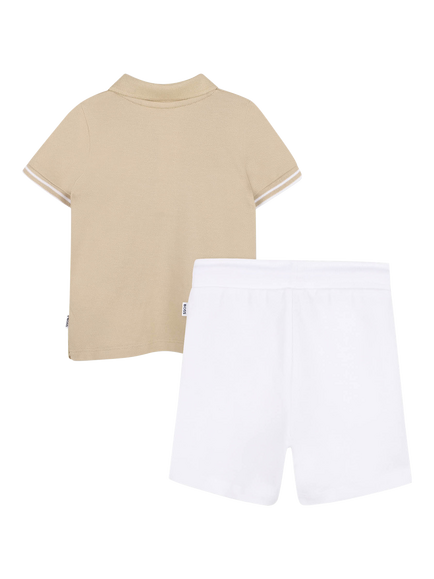 HUGO BOSS Baby Classic Polo Shirt and Bermuda Shorts Set, Stone - view 2, Stone