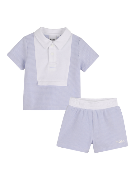 HUGO BOSS Baby Polo Shirt and Shorts Set, Pale Blue, Pale Blue