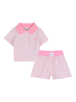 HUGO BOSS Baby Polo Shirt and Shorts Set, Festival Bloom, Festival Bloom