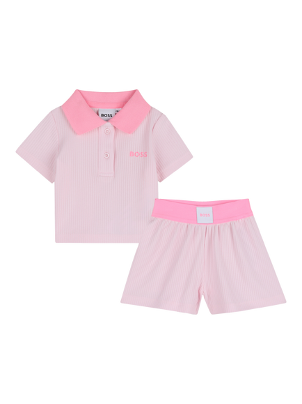 HUGO BOSS Baby Polo Shirt and Shorts Set, Festival Bloom, Festival Bloom