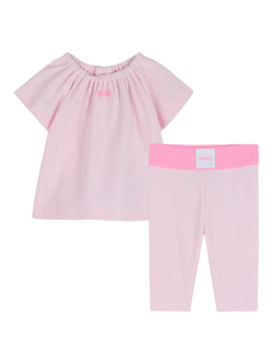 HUGO BOSS Baby Ribbed Tunic Top and Leggings Set, Festival Bloom, Festival Bloom