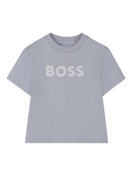 HUGO BOSS Baby T-Shirt and Striped Shorts Set, Pale Blue, Pale Blue