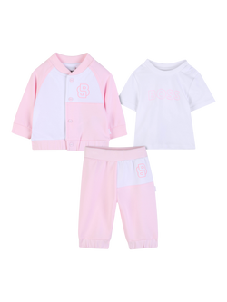 HUGO BOSS Baby Varsity Jacket, T-Shirt and Trousers Set, Festival Bloom, Festival Bloom