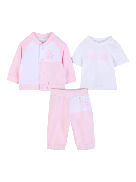HUGO BOSS Baby Varsity Jacket, T-Shirt and Trousers Set, Festival Bloom, Festival Bloom