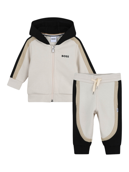 HUGO BOSS Baby Hoodie & Joggers Cotton Blend Set, Sand