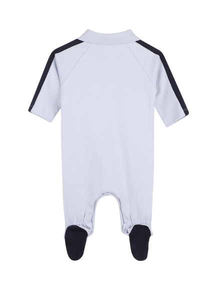 HUGO BOSS Baby Cotton Pyjama Sleepsuit - view 2, Pale Blue