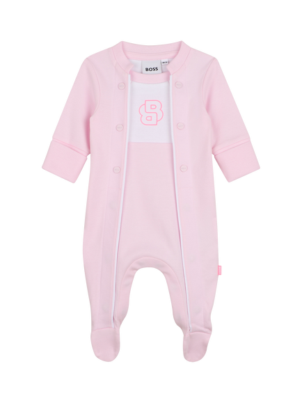 HUGO BOSS Baby Double B Piped Sleepsuit, Festival Bloom, Festival Bloom
