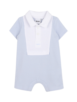HUGO BOSS Baby Waffle Short Romper, Blue/White, Blue/White