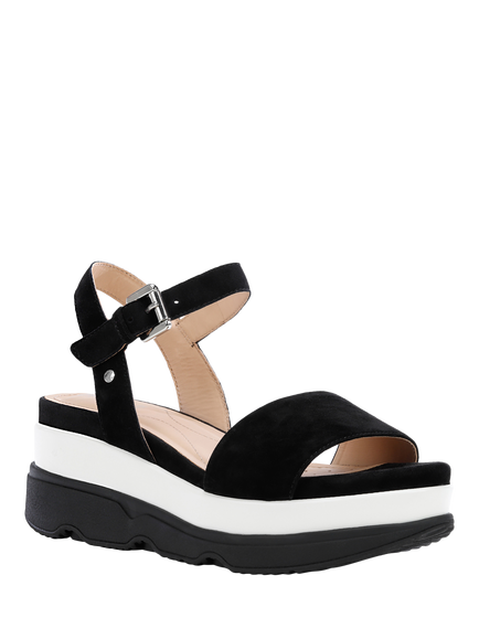 Geox Gardenia Suede Platform Strappy Sandals, Black - view 2, Black