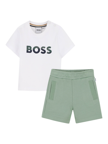 HUGO BOSS Baby Logo T-Shirt and Shorts Set, Green Bay, Green Bay