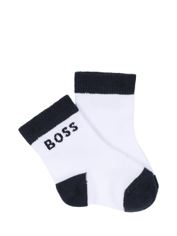HUGO BOSS Baby Cotton Blend Ankle Socks, Pack of 3, White/Multi - view 2, White/Multi