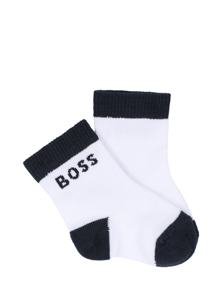HUGO BOSS Baby Cotton Blend Ankle Socks, Pack of 3, White/Multi - view 2, White/Multi