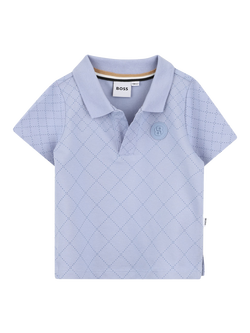 HUGO BOSS Kids' Short Sleeve Quilt Polo Shirt, Medium Grey, Medium Grey