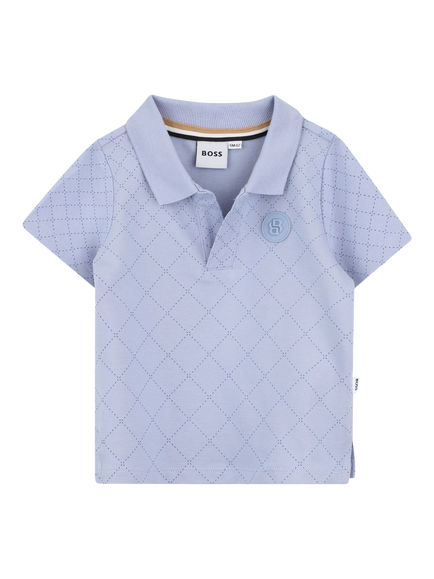HUGO BOSS Kids' Short Sleeve Quilt Polo Shirt, Medium Grey, Medium Grey