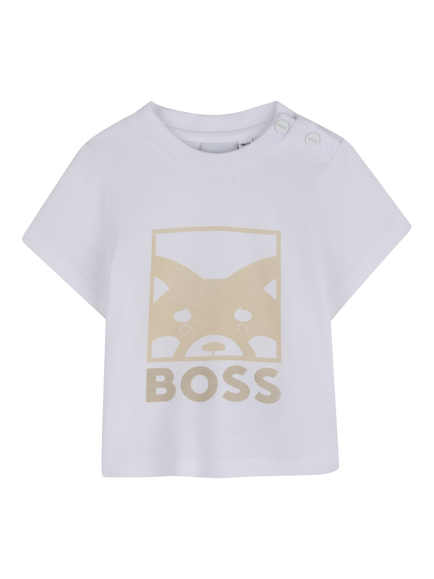 HUGO BOSS Kids' Short Sleeve Graphic Print T-Shirt, White, White