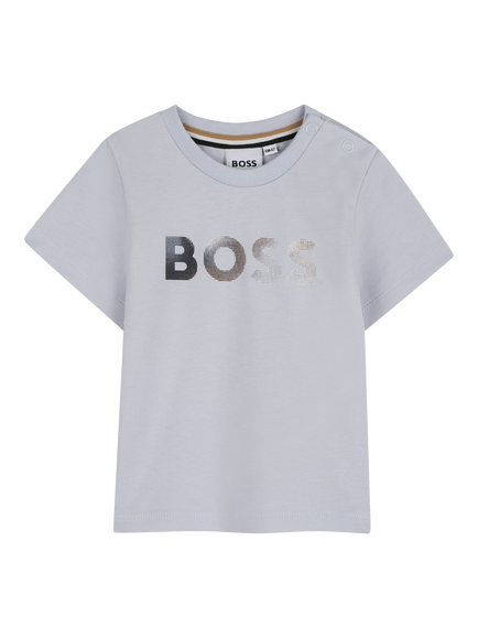 HUGO BOSS Baby Short Sleeve Logo Print T-Shirt, Pale Blue, Pale Blue