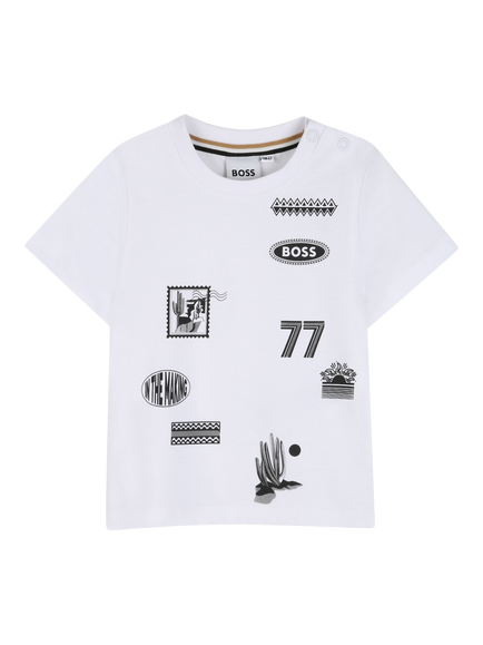 HUGO BOSS Baby Short Sleeve Badge Print T-Shirt, White, White