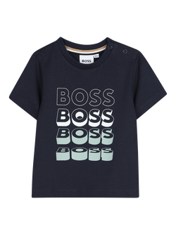 HUGO BOSS Baby Short Sleeve Logo Graphic T-Shirt, Navy, Navy