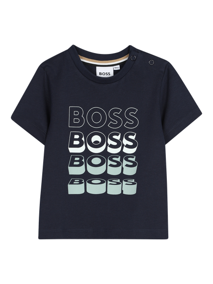 HUGO BOSS Baby Short Sleeve Logo Graphic T-Shirt, Navy, Navy