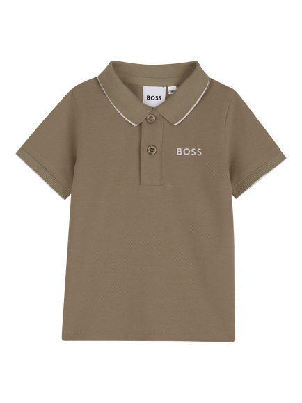 HUGO BOSS Baby Short Sleeve Polo Shirt, Dark Stone, Dark Stone