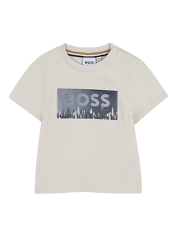 HUGO BOSS Baby Short Sleeve Logo Print T-Shirt, Sand, Sand