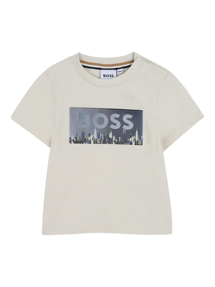 HUGO BOSS Baby Short Sleeve Logo Print T-Shirt, Sand, Sand