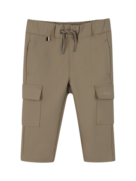 HUGO BOSS Baby Fleece Drawstring Cargo Trousers, Dark Stone, Dark Stone