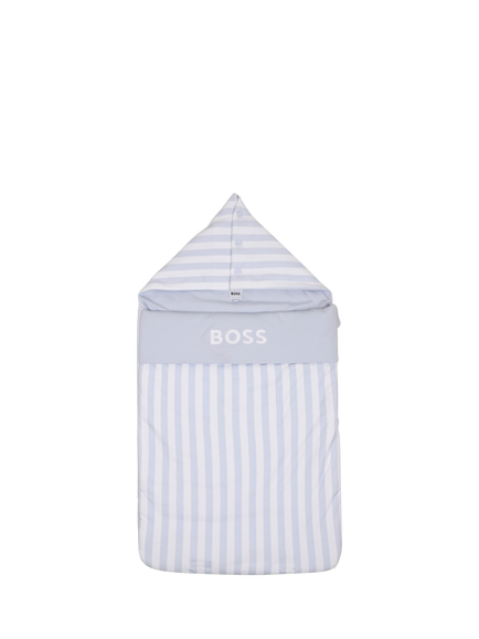 HUGO BOSS Striped Baby Blanket, Pale Blue