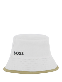 HUGO BOSS Kids' Reversible Bucket Hat, Dark Stone, Dark Stone