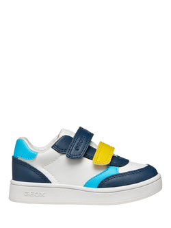 Geox Baby Steppieup Leather Trainers, Navy/White, Navy/White