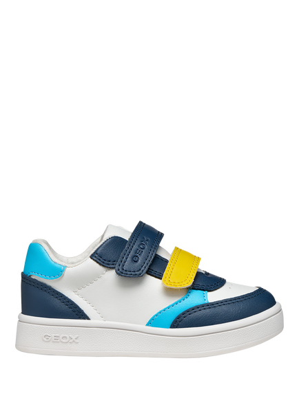 Geox Baby Steppieup Leather Trainers, Navy/White, Navy/White