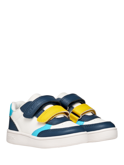 Geox Baby Steppieup Leather Trainers, Navy/White - view 2, Navy/White
