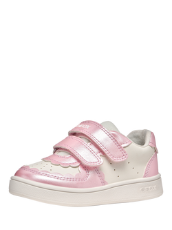 Geox Baby Eclyper Pearlescent Trainers, White/Dark Pink - view 2, White/Dark Pink