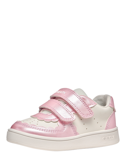 Geox Baby Eclyper Pearlescent Trainers, White/Dark Pink - view 2, White/Dark Pink