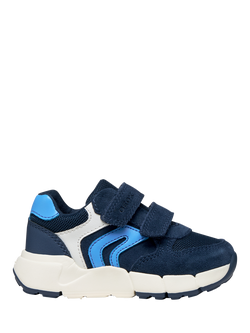 Geox Kids' Flexyper Mini Suede Trainers, Navy/Azure, Navy/Azure
