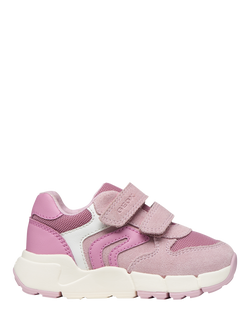 Geox Kids' Flexyper Mini Suede Trainers, Rose/Dark Pink, Rose/Dark Pink