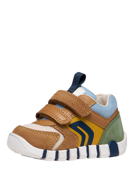 Geox Baby Iupidoo First-Steps Trainers, Caramel/Ochre - view 2, Caramel/Ochre