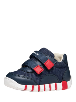 Geox Baby Iupidoo First-Steps Trainers, Navy/Red - view 2, Navy/Red