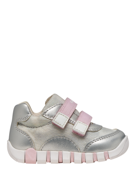 Geox Baby Iupidoo First-Steps Trainers, Silver/Pink, Silver/Pink