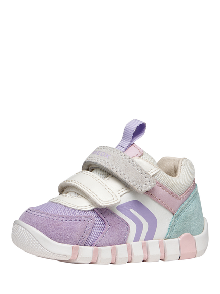 Geox Baby Iupidoo First-Steps Trainers, Lavender/White - view 2, Lavender/White