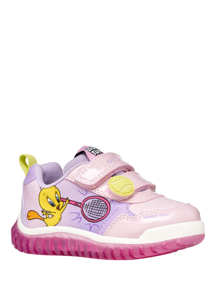 Geox Kids' Lightyloo Looney Tunes Tweety Bird Light Up Trainers, Lilac - view 2, Lilac